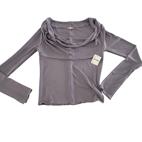 Free People Intimately NWT Carrie Cowl Neck Long Sleeve Top Lilac Size L - Picture 3 of 7